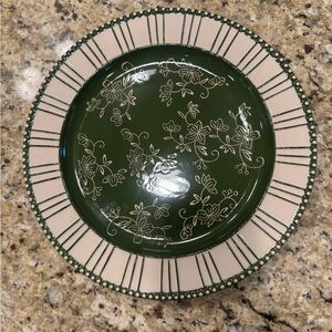 Temptations Green and Cream Floral dinner Plate size 10.5 inches elegant lace